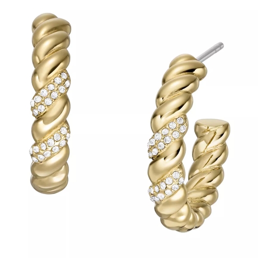 Fossil Vintage Twist Stainless Steel Hoop Earrings Gold Ring