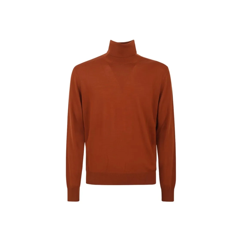Saint Laurent Trui Finely Knitted Turtleneck Sweater In Rich Rust Red