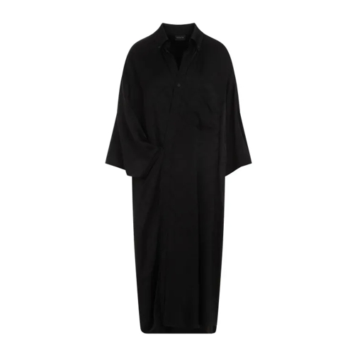 Balenciaga Black Short Sleeves Wrap Dress Black 