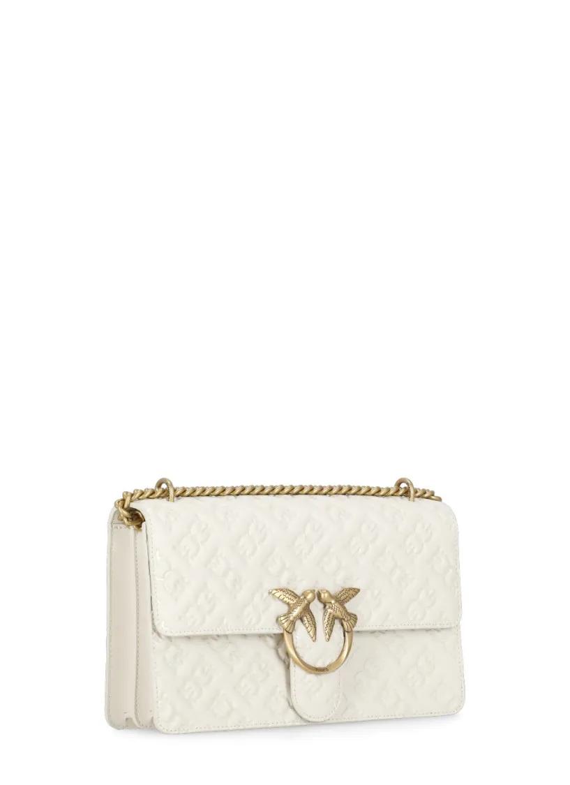 Pinko Love Bag Schoudertas met Love Birds Monogram Print Beige Dames