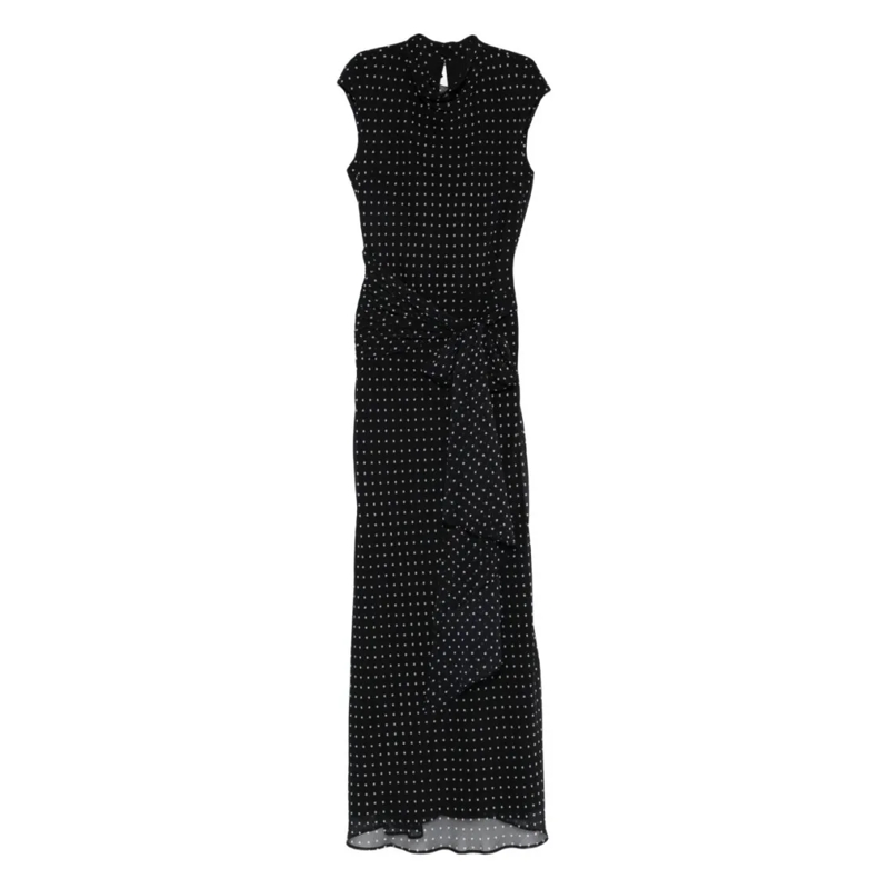 Rotate  Polka Dot Maxi Dress With Keyhole Detail Black