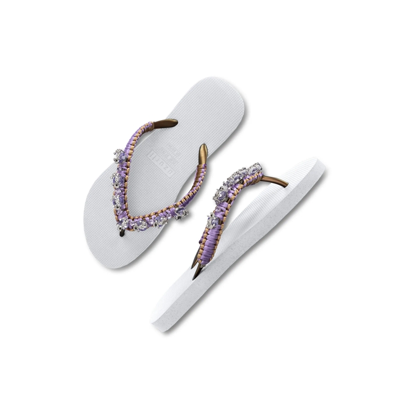 UZURII Flip Flops Zehentrenner Macrame Poodle Doodle weiss(Image 4)