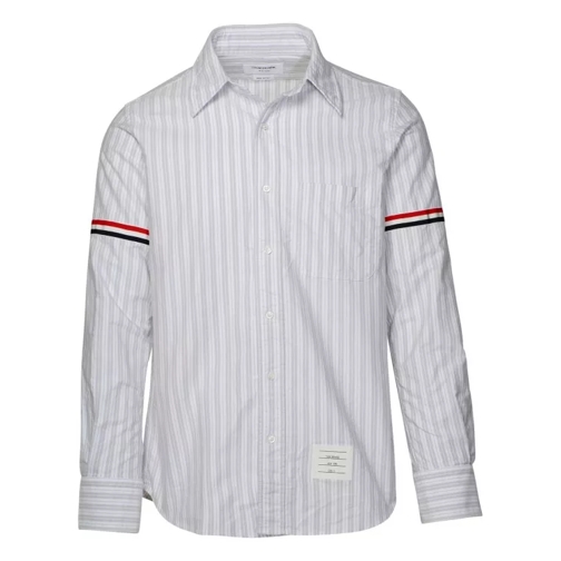 Thom Browne Two-Tone Striped Cotton Shirt White 