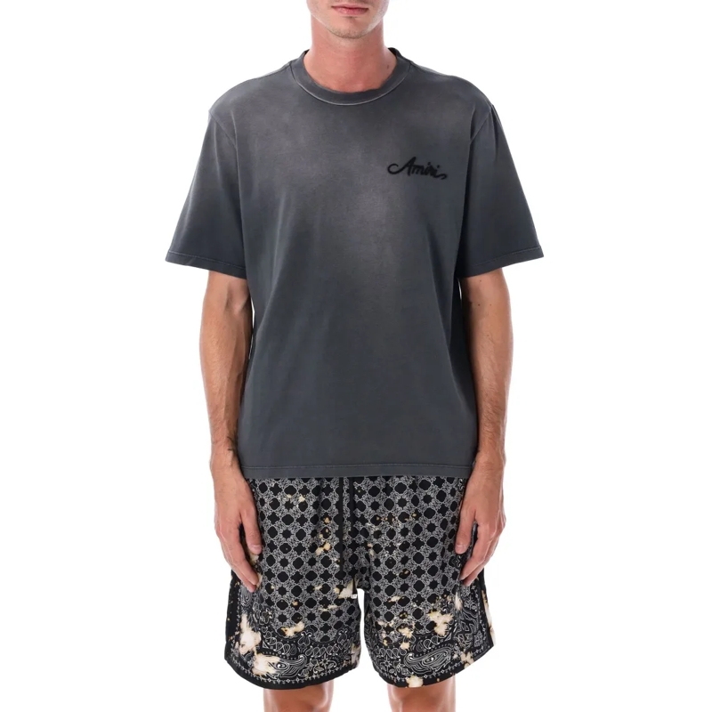 Amiri T-shirt Bleach Bandana Patch T-Shirt Grey