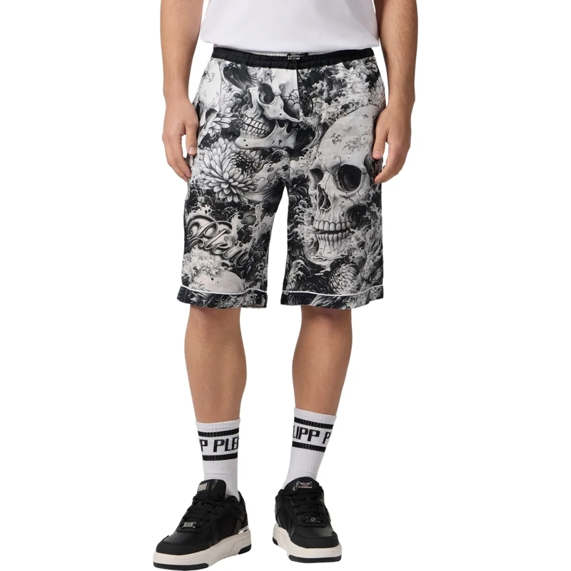 Philipp Plein Shorts Linen Bowling Shorts All-Over Ceramic schwarz(Image 3)