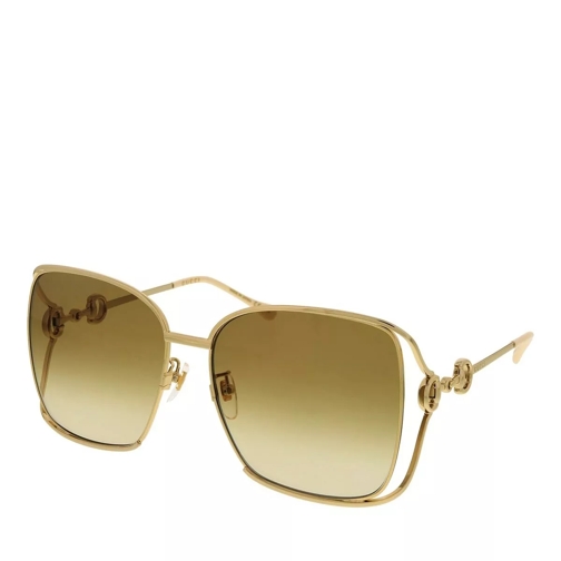 Gucci GG1020S-004 61 Sunglass Woman Metal Gold-Gold-Brown Sonnenbrille