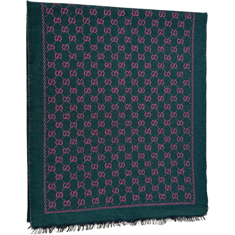 Gucci Wollschal Gucci wool scarf, dark green and pink grün