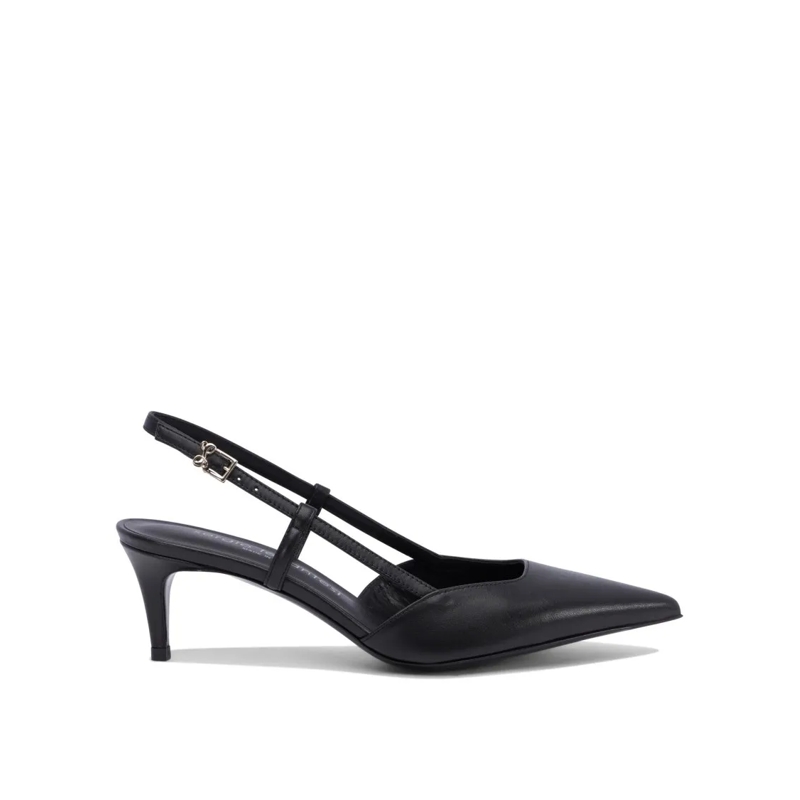 Sergio Levantesi Escarpins Pointed Toe Slingback Heeled Shoes In Leather Black