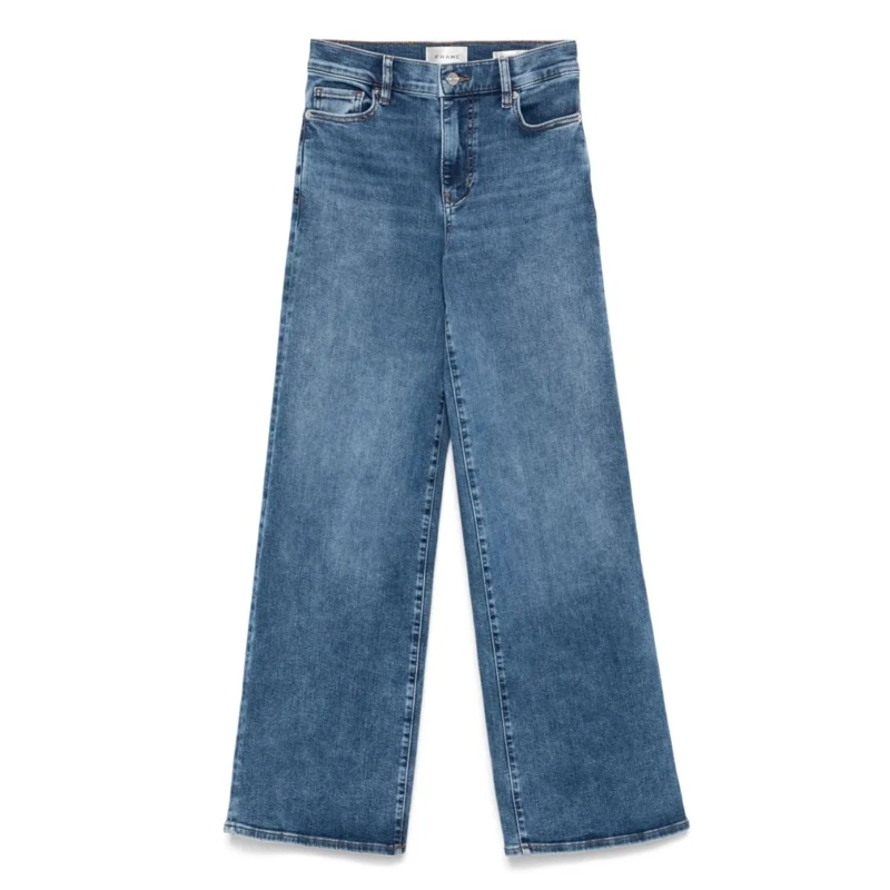 FRAME Jeans High-Waisted Wide-Leg Jeans In Ultra-Stretch Denim Blue