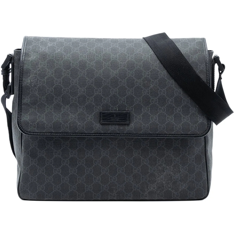Gucci Schultertasche GG Supreme Flap Messenger Bag grau