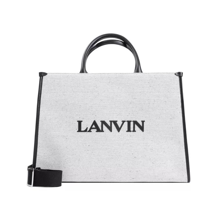 Lanvin Totes - Beige Black Cotton Tote Bag - Gr. unisize - in Weiß - für Damen