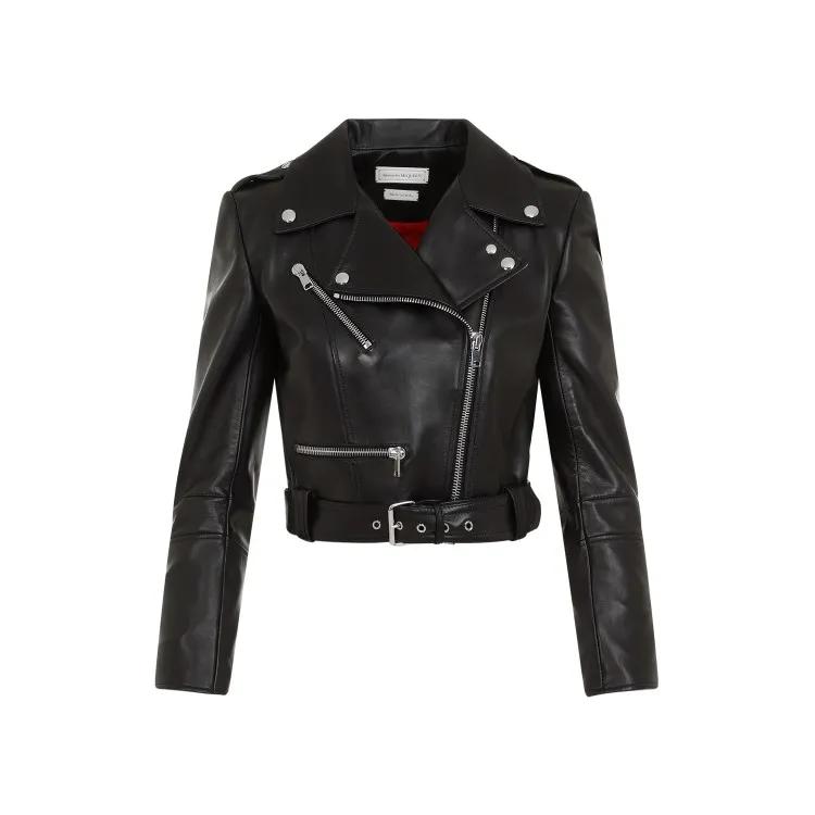 Alexander McQueen - Cropped Biker Jacket - Größe 40 - schwarz