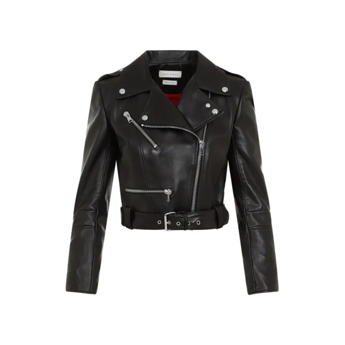 Alexander McQueen Cropped Biker Jacket Black 