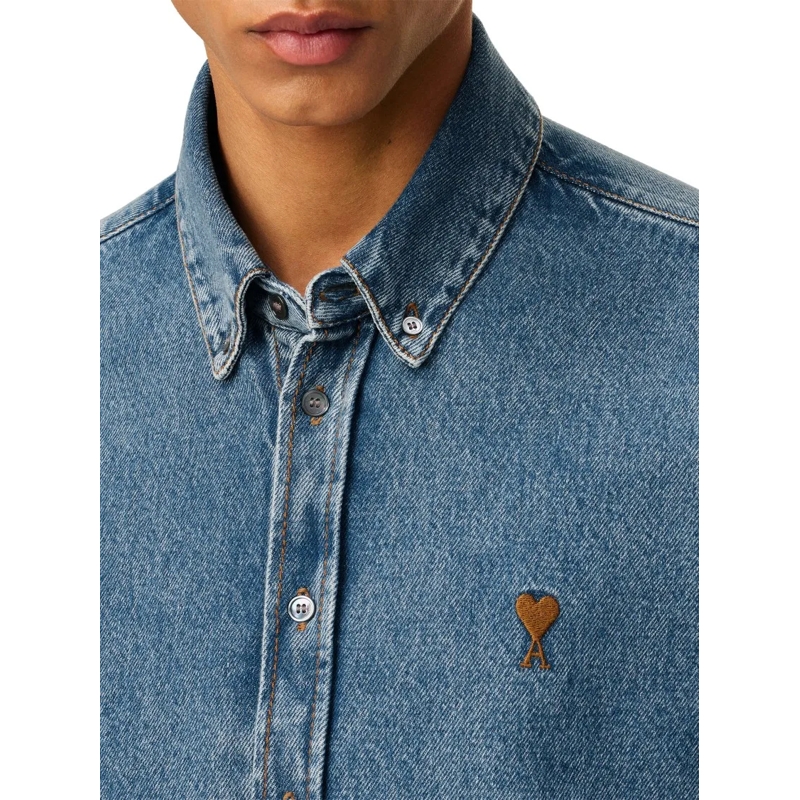AMI Paris Hemd Button-Down Denim Shirt Blue(Image 6)