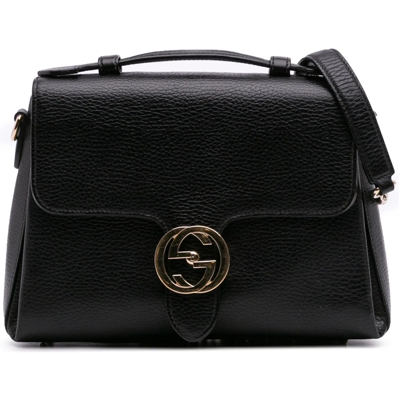 Gucci Sac à bandoulière Small Dollar Calf Interlocking G Satchel schwarz