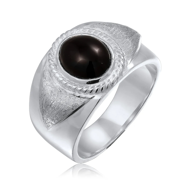 Kuzzoi Ring Ring Siegelring Schwarz Onyx 925 Sterling Silber silber