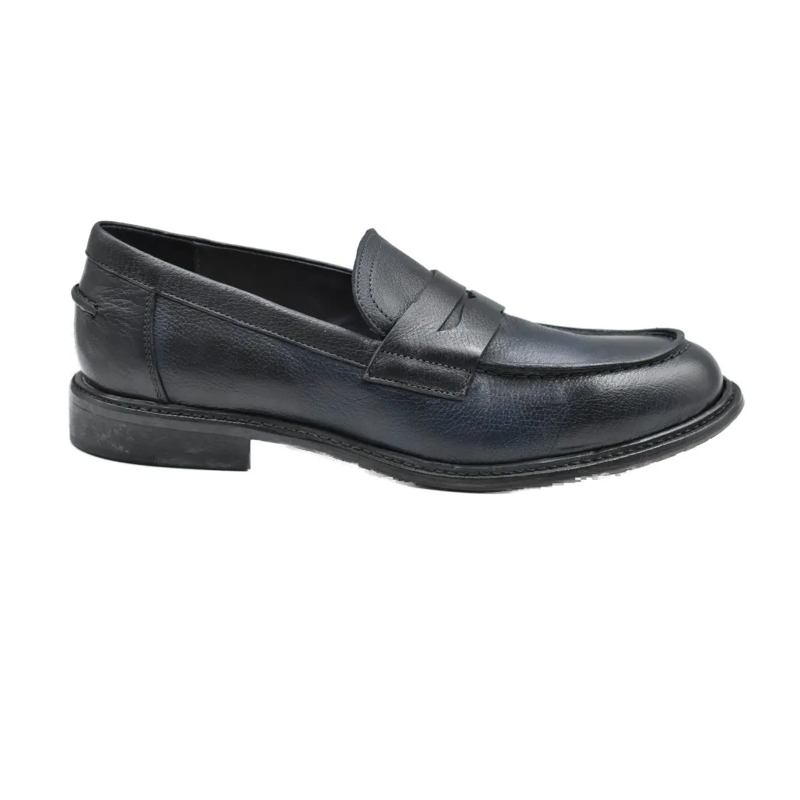 Ernesto Dolani Mocassin Blue Leather Low Shoes Blue