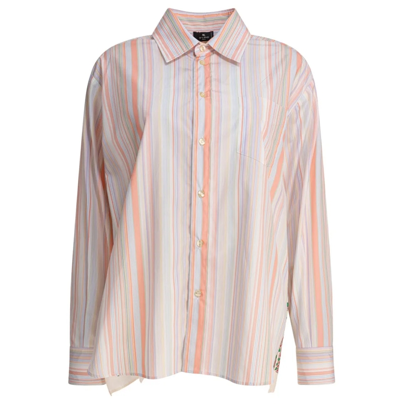Etro Overhemd Oversized Striped Shirt Pink