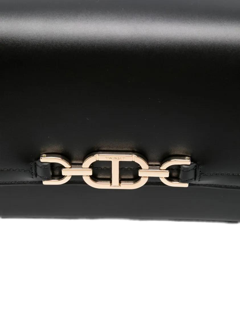 Thumbnail - Twin-Set Hobo Bags - Structured Black Shoulder Bag With Gold-Tone Clasp - Gr. unisize - in Schwarz - für Damen