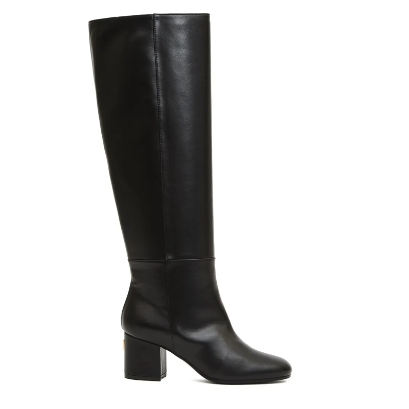 Via Roma 15 Bottes Knee-High Black Leather Boot With 70Mm Block Heel Black