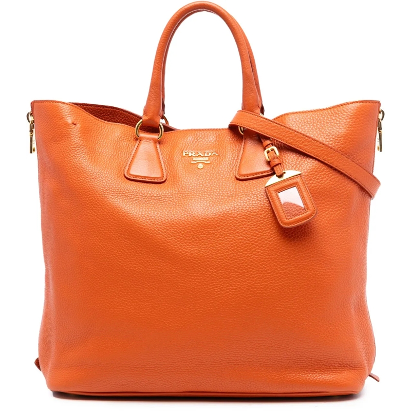 Prada Schultertasche Vitello Daino Side Zip Convertible Tote orange