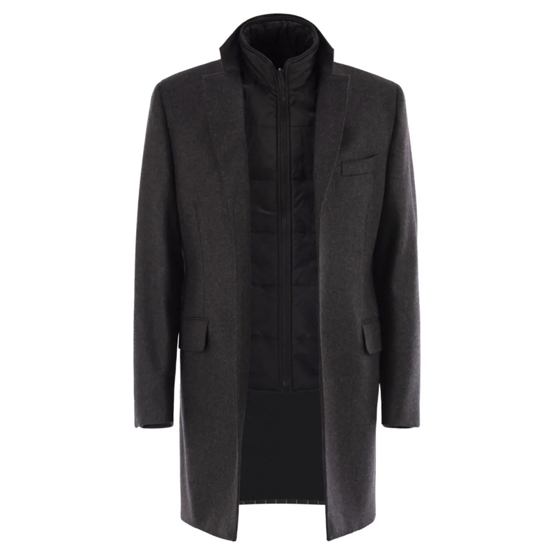 Fay Winterjas Double Coat In Wool And Cashmere Cloth Grey