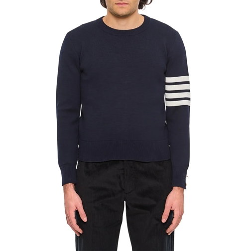 Thom Browne Pullover Blue Crew Neck Pullover Bar Blue