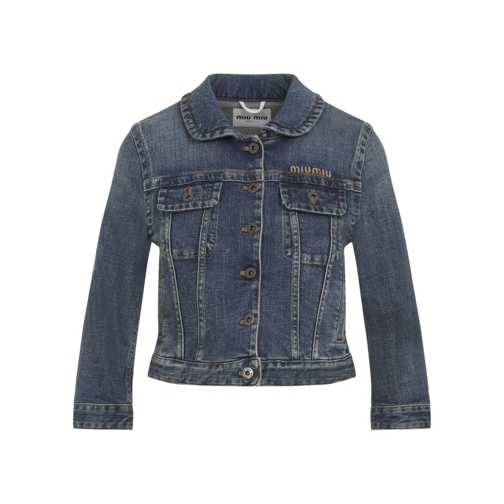 Miu Miu Blue Cotton Denim Blouson Blue Jeans jackor