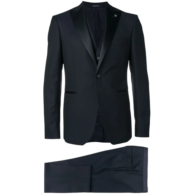 Tagliatore Pakcombinatie Three-Piece Tailored Suit In Rich Blue Virgin Wool Black