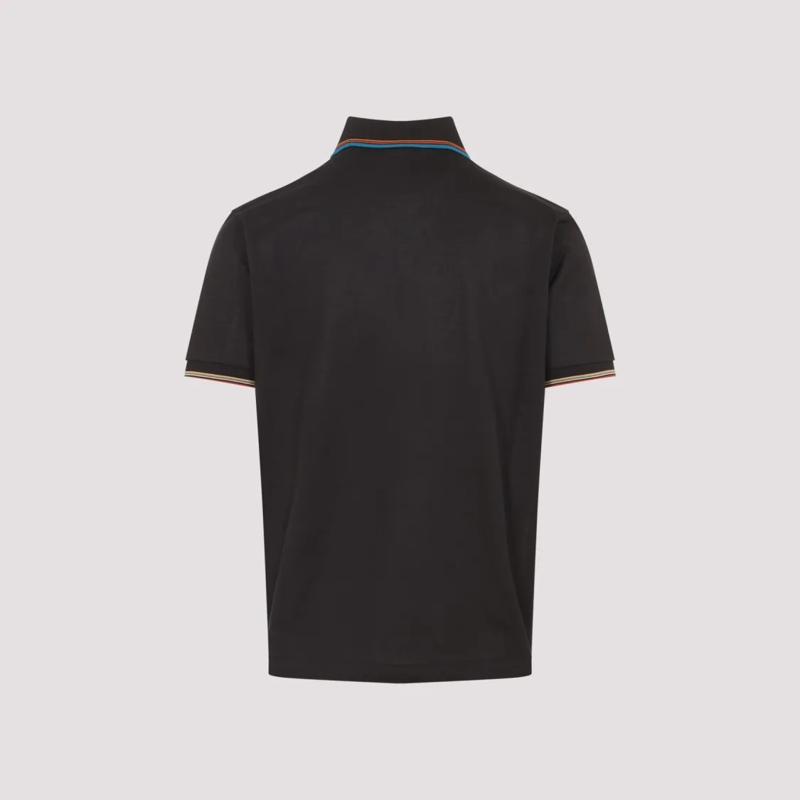 Paul Smith Polo Short-Sleeve Polo Shirt With Colorful Striped Deta Black