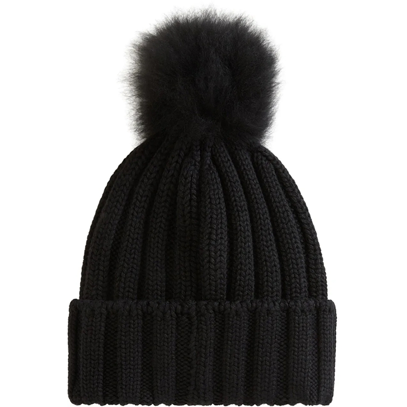 Woolrich Casquette Beanie Cash Pom Pom schwarz