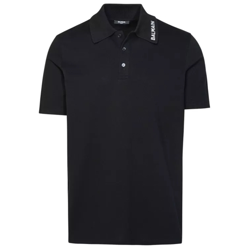 Balmain Black Cotton Polo Shirt Black 