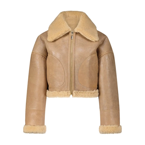 HALFBOY Veste de transition Wendejacke Short Aviator aus Lammleder Hellbraun