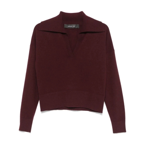 Federica Tosi Pullover Wine Red Fine Knit Polo Burgundy