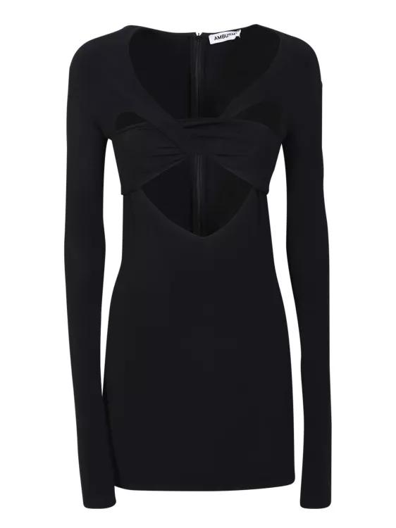 Ambush Heart Shaped Cut Out Mini Black Dress Black Robes