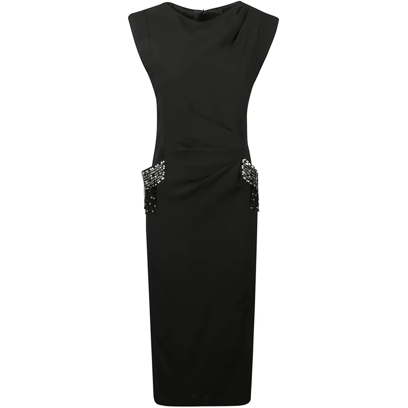 Pinko Robe midi Freccette Dress Black schwarz