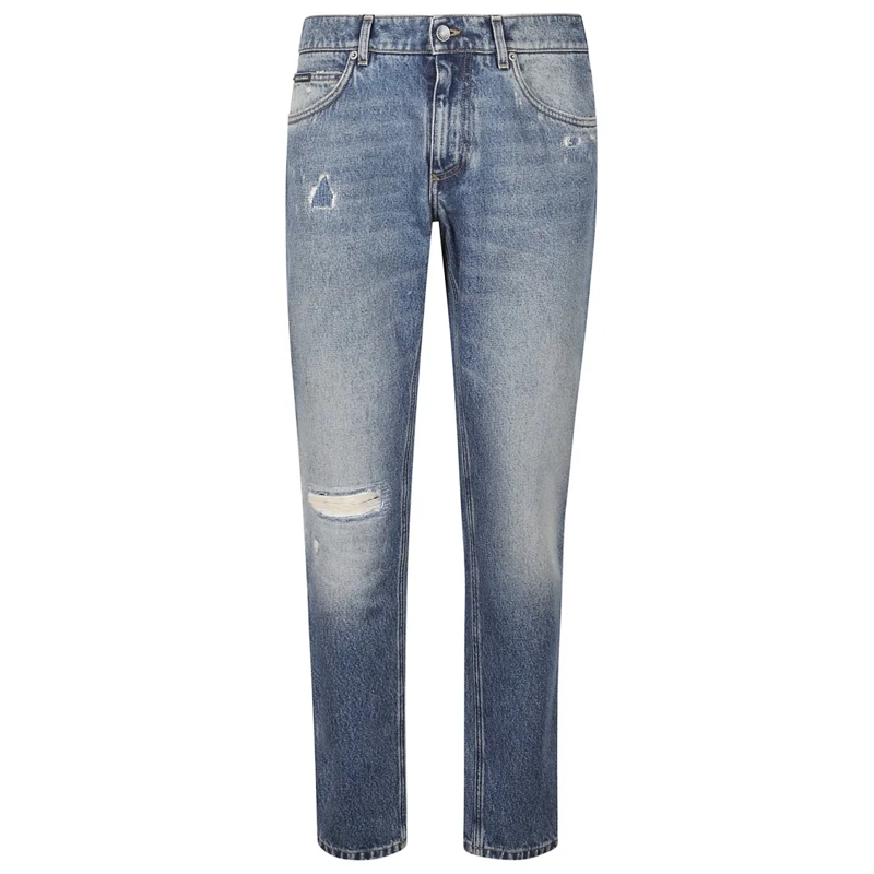 Dolce&Gabbana Jeans Distressed Blue Jeans With Vintage Faded Wash Blue