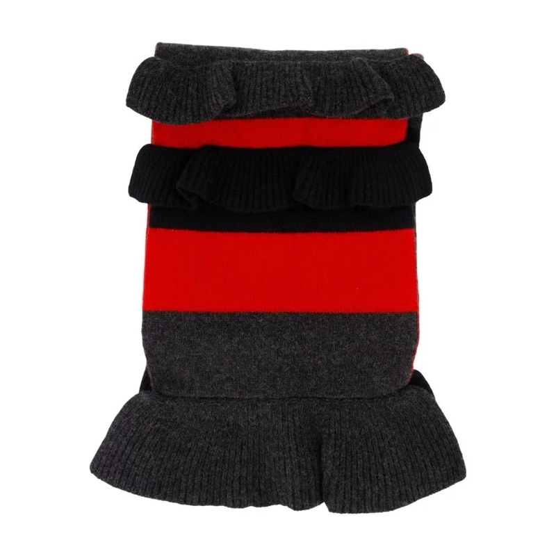 Simone Rocha Écharpe légère Ruffled Edge Wool Scarf With Striped Design Black