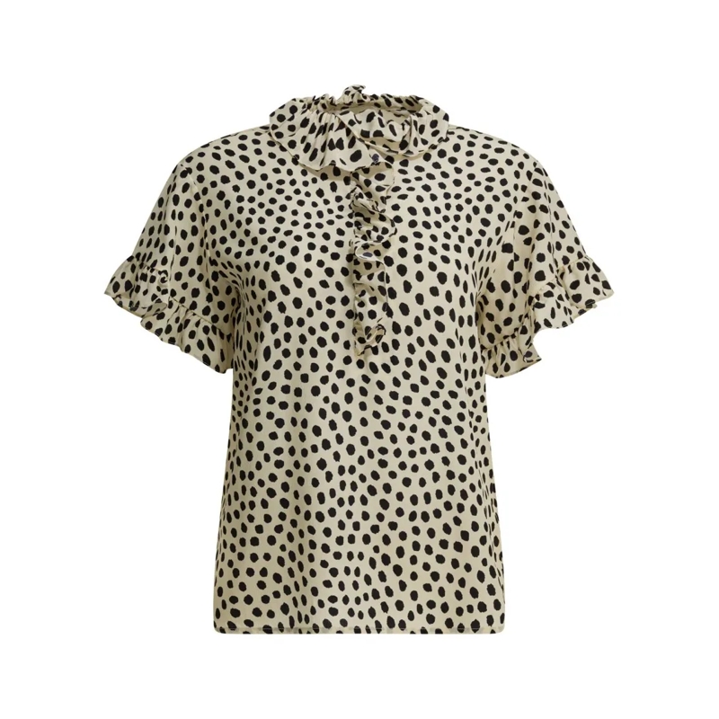 Chloé Blouse Ruffle Detail Crepe De Chine Blouse Neutrals