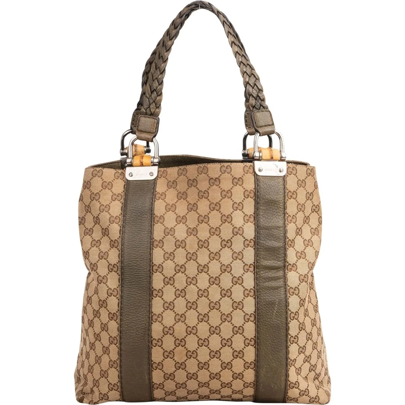 Gucci Tote Gucci GG Monogram Bamboo Handbag braun