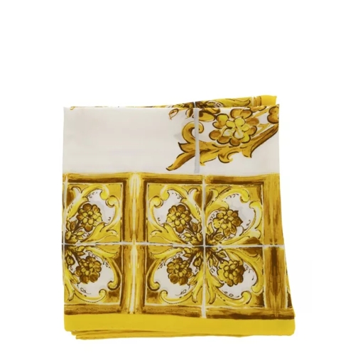 Dolce&Gabbana Yellow And White Scarf With Majolica Print In Silk Yellow 