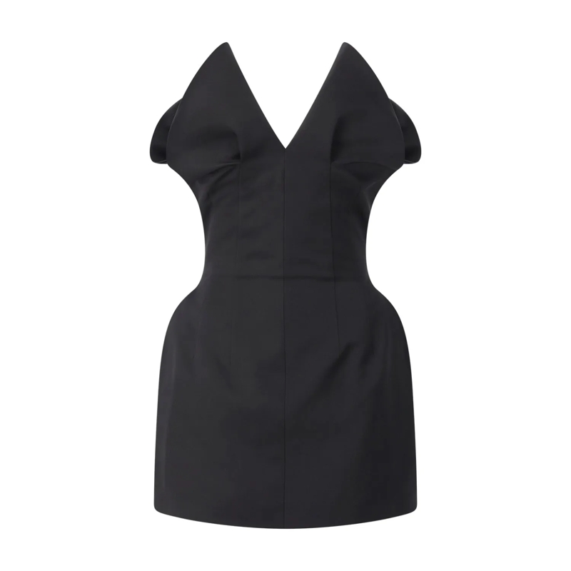 Magda Butrym Maxikleid Minikleid aus Baumwoll-Seide-Mix schwarz