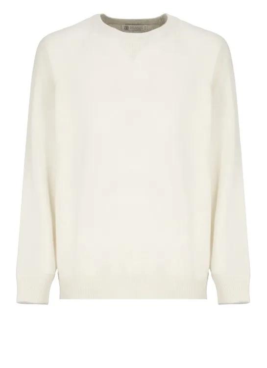 Brunello Cucinelli - Ivory Virgin Wool, Cashmere And Silk Sweater - Größe M -