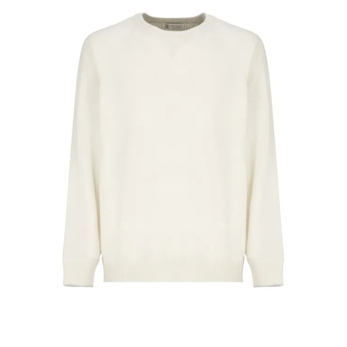 Brunello Cucinelli Ivory Virgin Wool, Cashmere And Silk Sweater Neutrals Pullover