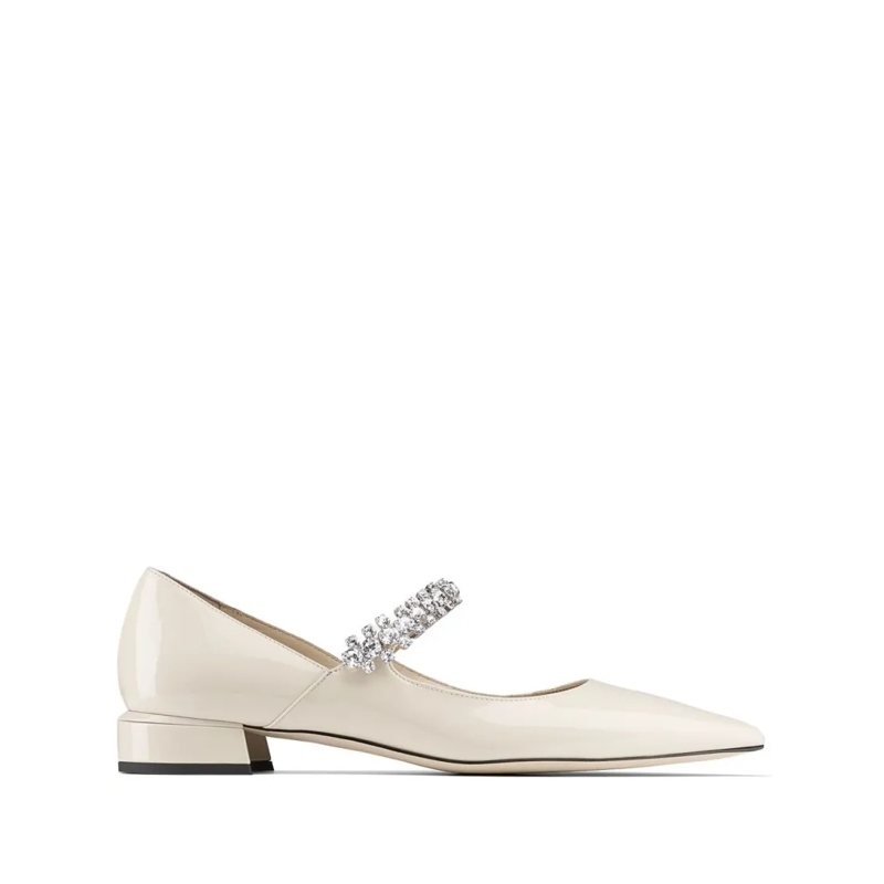 Jimmy Choo Pumps Pointed Toe Flats With Crystal Embellishments Neutrals
