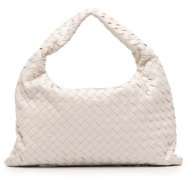 Bottega Veneta Schultertasche Small Calfskin Intrecciato Hop Hobo weiß