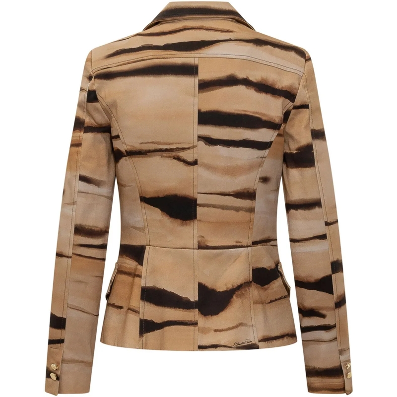 Elisabetta Franchi Blazer Giacca con Revers e Fantasia Astratta beige(Image 2)