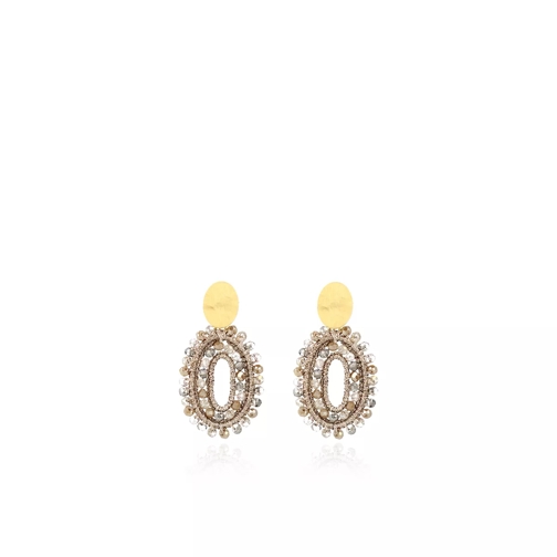 LOTT.gioielli Earrings Silk Oval Open Double Stones XS Champagne Gold Pendant d'oreille