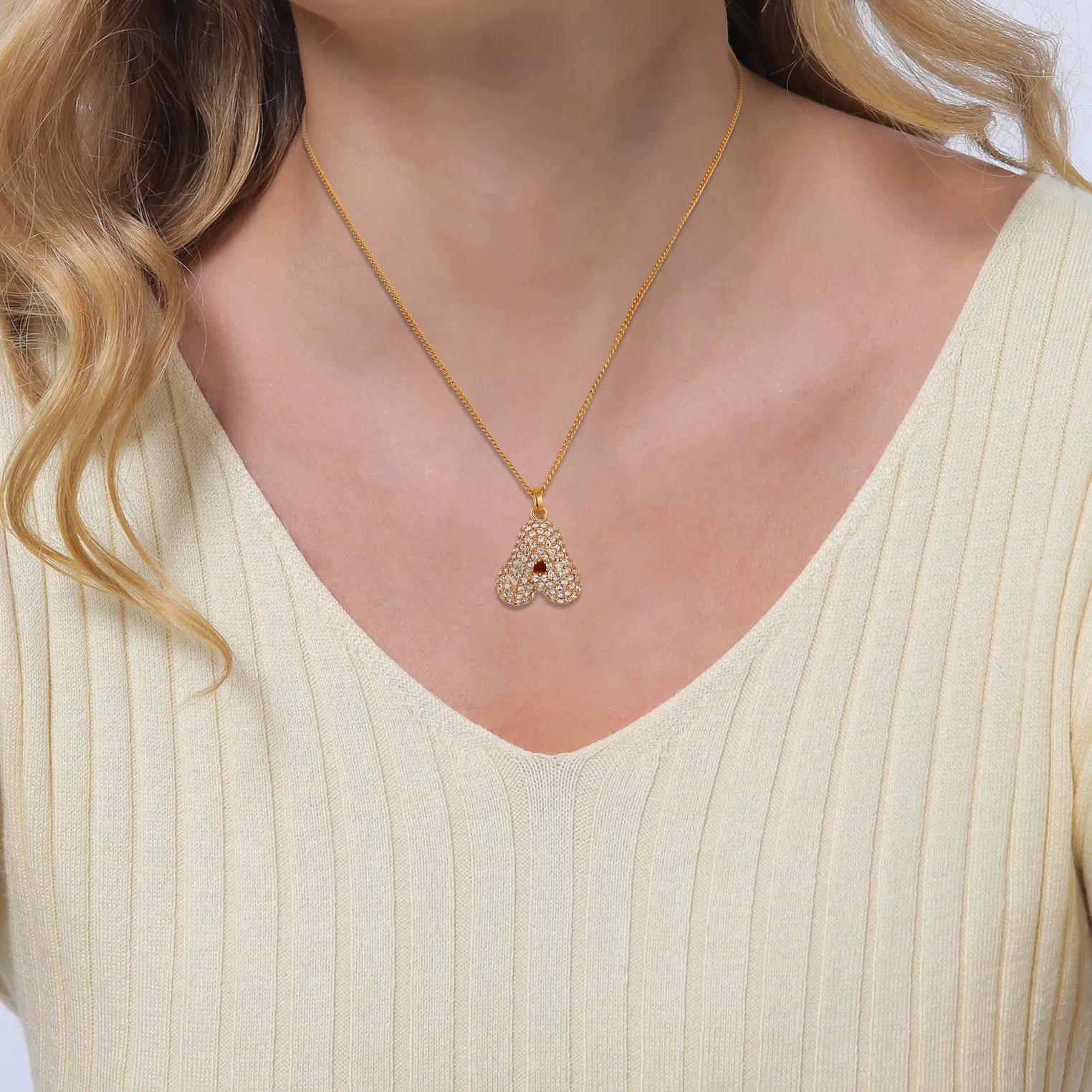 Thumbnail - Elli Halskette - Necklace Necklace Women Letter Pendant Glass Cryst - Gr. unisize - in Gold - für Damen