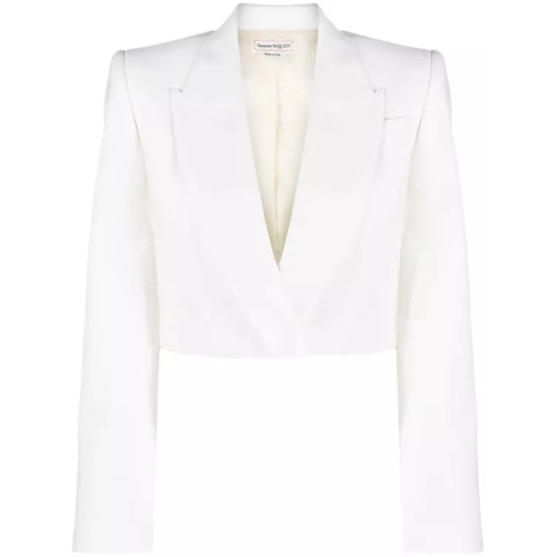 Alexander McQueen White Boxy Cropped Jacket White 